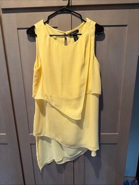 White House Black Market Pale Yellow Layered Asymmetric Sleeveless Top